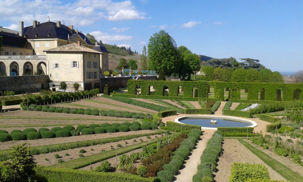 Château de La Chaize gardens in the Beaujolais wine region